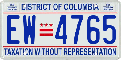 DC license plate EW4765