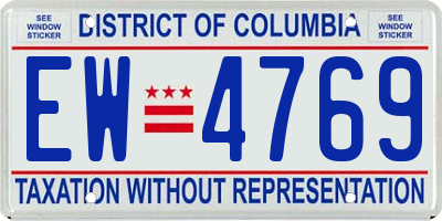 DC license plate EW4769