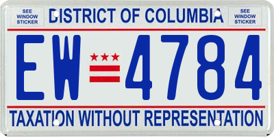 DC license plate EW4784