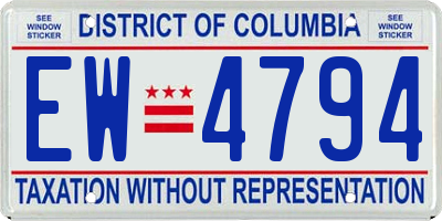 DC license plate EW4794