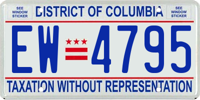 DC license plate EW4795