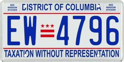 DC license plate EW4796