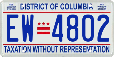 DC license plate EW4802