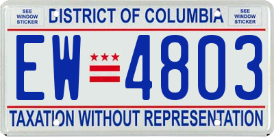 DC license plate EW4803