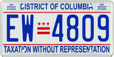 DC license plate EW4809