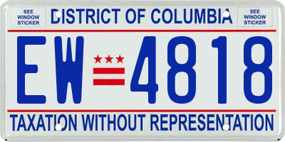 DC license plate EW4818