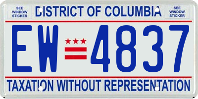 DC license plate EW4837