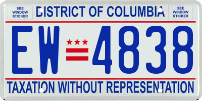 DC license plate EW4838