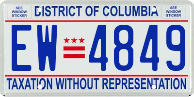 DC license plate EW4849