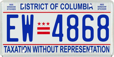 DC license plate EW4868
