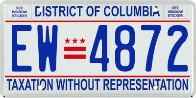 DC license plate EW4872
