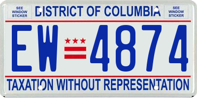 DC license plate EW4874