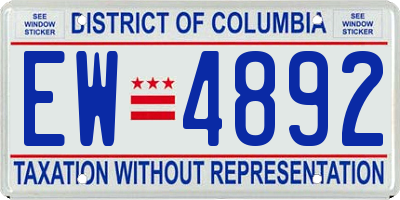DC license plate EW4892