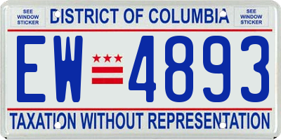 DC license plate EW4893