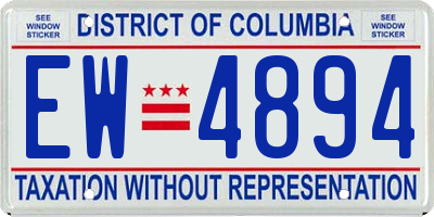 DC license plate EW4894