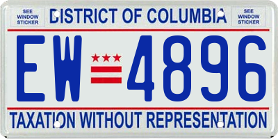 DC license plate EW4896
