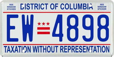 DC license plate EW4898