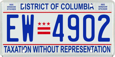 DC license plate EW4902