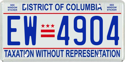 DC license plate EW4904