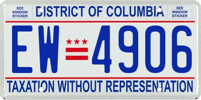 DC license plate EW4906