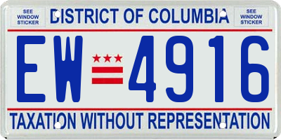 DC license plate EW4916