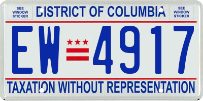 DC license plate EW4917