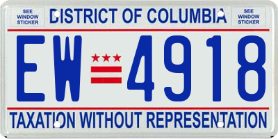 DC license plate EW4918