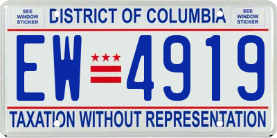 DC license plate EW4919