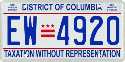 DC license plate EW4920