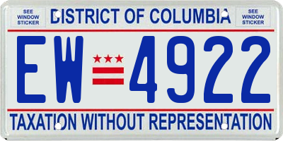 DC license plate EW4922