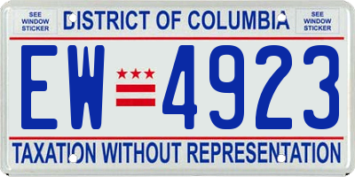 DC license plate EW4923