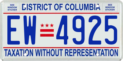 DC license plate EW4925