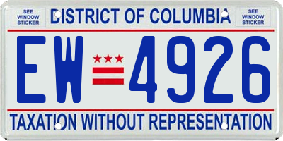 DC license plate EW4926