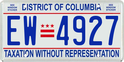 DC license plate EW4927