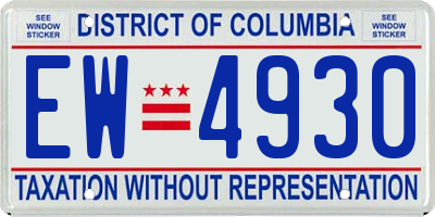 DC license plate EW4930