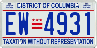 DC license plate EW4931