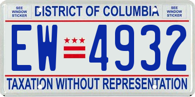 DC license plate EW4932