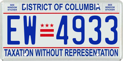 DC license plate EW4933