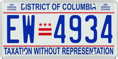 DC license plate EW4934