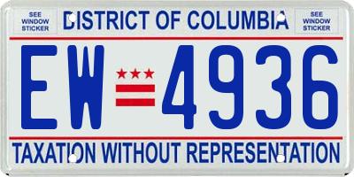 DC license plate EW4936