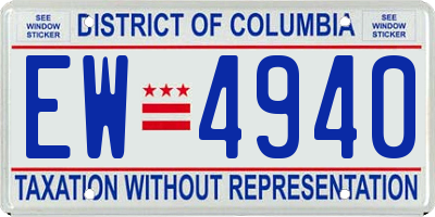DC license plate EW4940