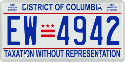 DC license plate EW4942