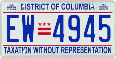 DC license plate EW4945