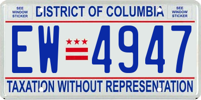 DC license plate EW4947