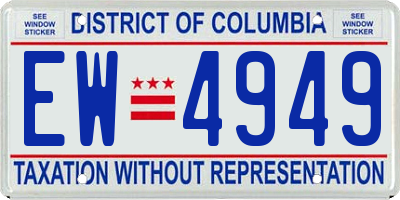 DC license plate EW4949