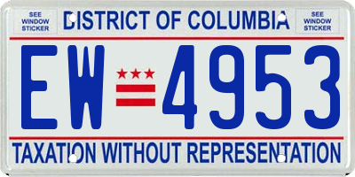 DC license plate EW4953
