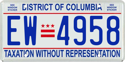 DC license plate EW4958