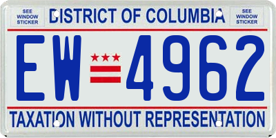 DC license plate EW4962