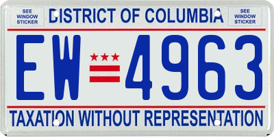 DC license plate EW4963