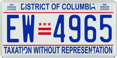 DC license plate EW4965